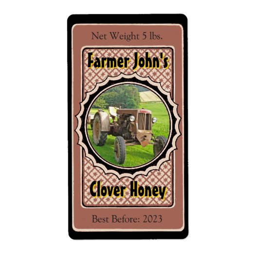 Apiary Photo Diamond Custom Honey Jar Labels (Voorkant)