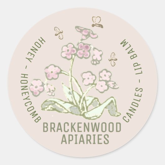 Apiary Promotion Label with Wildflower and bijen (Voorkant)