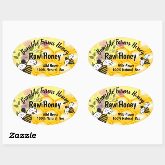 Apiary RAW HONEY Custom OVAL label (Vel)