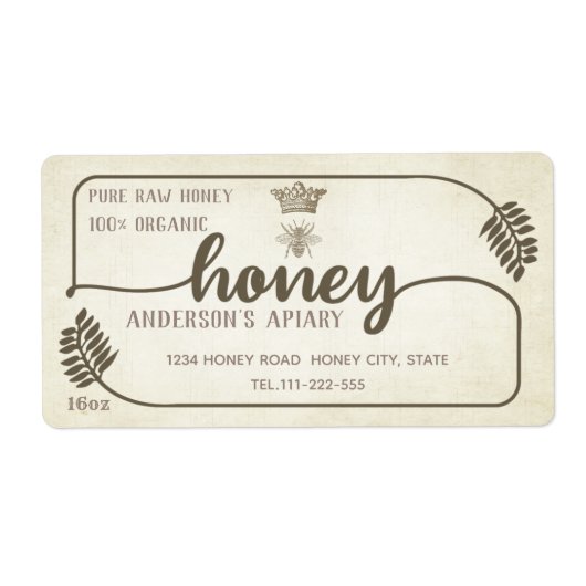 Apiary  rustic calligraphy honey tak etiket (Voorkant)
