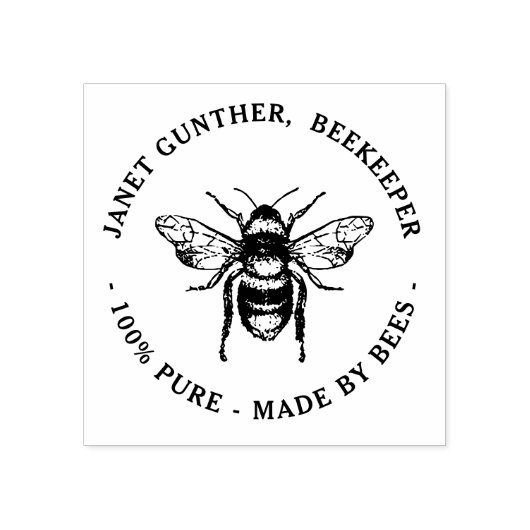 Apiary Stamp with Honeybee Rubberstempel (Afrduk)