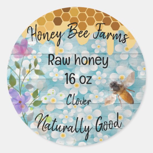 APIARY sticker Raw Honey CUSTOM LABEL (Voorkant)