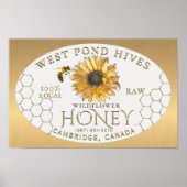 Apiary Sunflower Bee Honeycomb Gold Gradient Poster (Voorkant)
