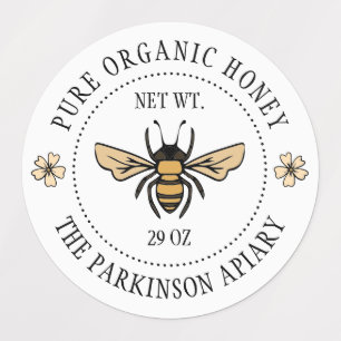 Apiary White Floral Honey Bee Illustration Apiary Labels