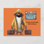 Apil gek dag pinguïn met koffers briefkaart (Voorkant)