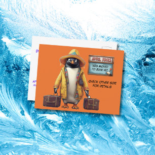 Apil gek dag pinguïn met koffers briefkaart