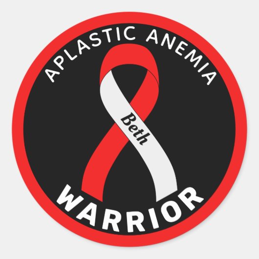 Aplastic Anemia Warrior Ribbon Black Round Sticker (Voorkant)