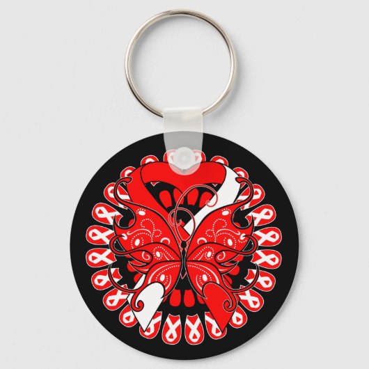 Aplastische anemie Butterfly Circle of Ribbons Sleutelhanger (Voorkant)