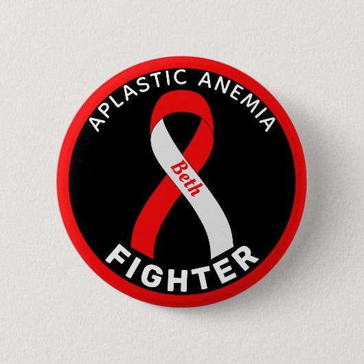 Aplastische anemie Fighter Ribbon Black Button (Voorkant)