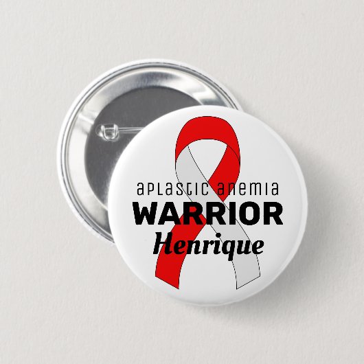 Aplastische anemie Warrior Ribbon White Button (Voorkant /achterkant)