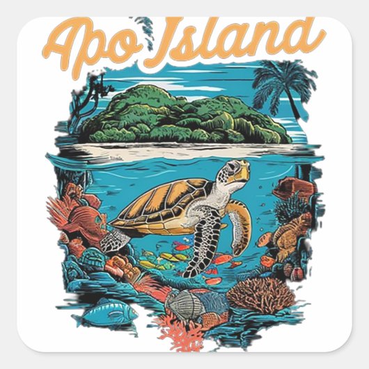 Apo-eiland Vierkante Sticker (Voorkant)