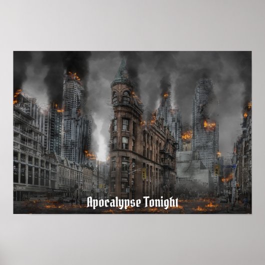Apocalyps vanavond Brandende Stad Poster (Voorkant)