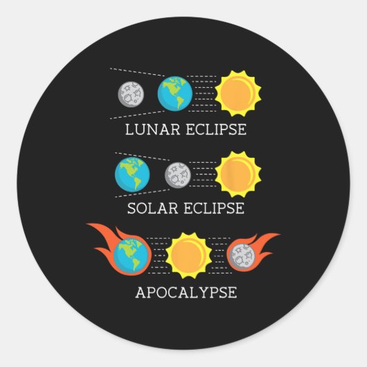 Apocalypse Maansverduistering Ruimte Ronde Sticker (Voorkant)
