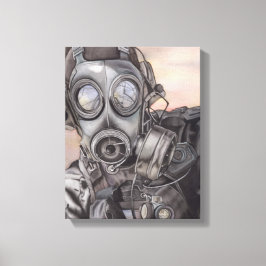 Apocalypse Prepper in Gas Mask Art Piece Canvas Afdruk