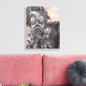 Apocalypse Prepper in Gas Mask Art Piece Canvas Afdruk (Insitu (Woonkamer))