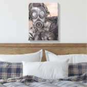 Apocalypse Prepper in Gas Mask Art Piece Canvas Afdruk (Insitu (Slaapkamer))