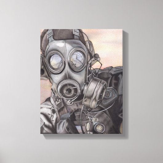 Apocalypse Prepper in Gas Mask Art Piece Canvas Afdruk (Voorkant)