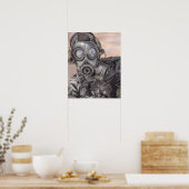 Apocalypse Prepper in Gas Mask Art Piece Poster (Keuken)