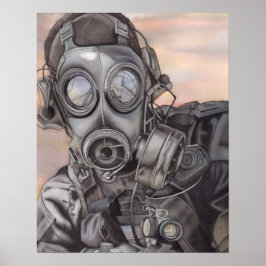 Apocalypse Prepper in Gas Mask Art Piece Poster