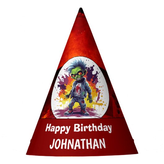 Apocalypse Verjaardag Zombie Jongen Feesthoedjes (Voorkant)