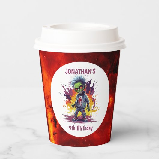 Apocalypse Verjaardag Zombie Jongen Papieren Bekers (Achterkant)