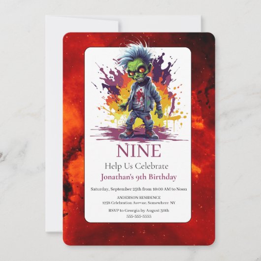 Apocalypse Zombie Jongen Kostuum Verjaardagsuitnod Kaart (Voorkant)