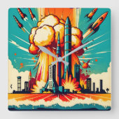 Apocalyptic Blast Vierkante Klok (Voorkant)
