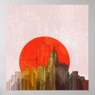 Apocalyptic Retro City Poster