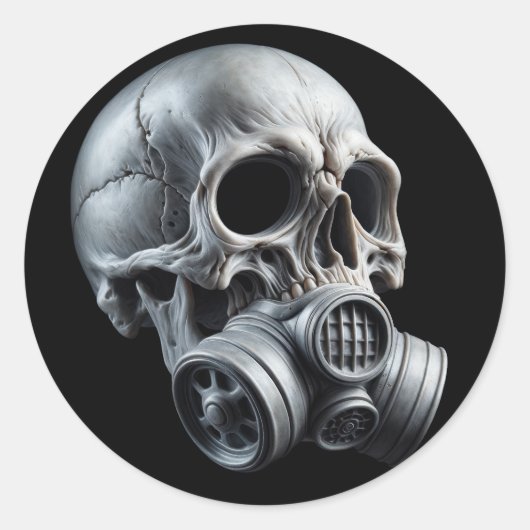 Apocalyptische Gas Mask Schedel T-shirt Ontwerp Ronde Sticker (Voorkant)