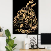 Apocalyptische ribbenkast-geïnspireerde monstertru poster (Thuiskantoor)
