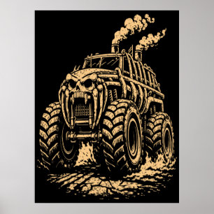 Apocalyptische ribbenkast-geïnspireerde monstertru poster
