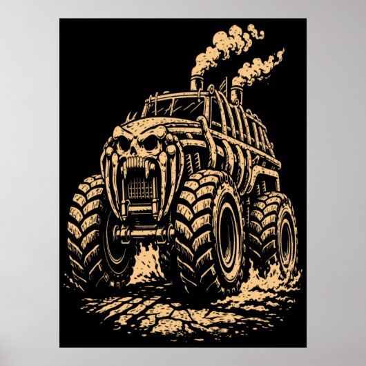 Apocalyptische ribbenkast-geïnspireerde monstertru poster (Voorkant)