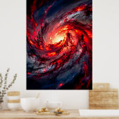 Apocalyptische Rode Houtskool Ruimte Nevel Stelsel Poster (Keuken)