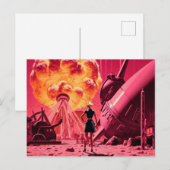 Apocalyptische roze ruimte blonde vrouw briefkaart (Voorkant / Achterkant)