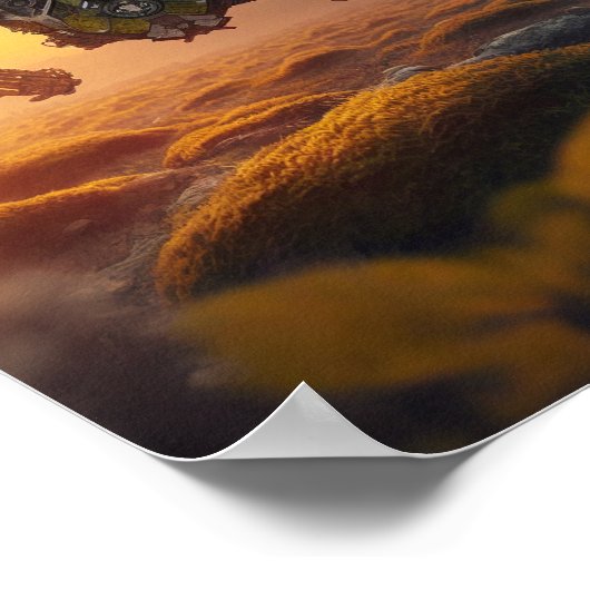 Apocalyptische vlieger tijdens zonsopgang poster (Hoek)