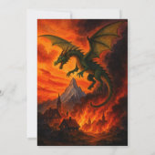 Apocalyptische Vuurdraak Over Brandende Verjaardag Kaart (Achterkant)