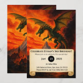 Apocalyptische Vuurdraak Over Brandende Verjaardag Kaart (Voorkant / Achterkant)