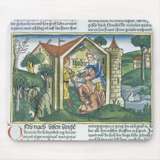 Apocrypha: Tobit is verblind door mousserende drup Muismat (Voorkant)