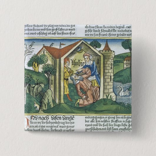 Apocrypha: Tobit is verblind door mousserende drup Vierkante Button 5,1 Cm (Voorkant)