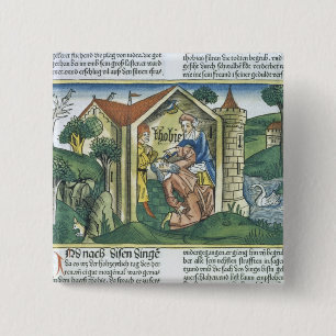 Apocrypha: Tobit is verblind door mousserende drup Vierkante Button 5,1 Cm