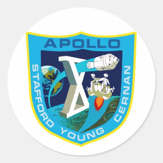 Apollo 10: Nogmaals naar de maan! Ronde Sticker (Voorkant)