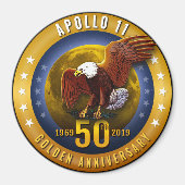 Apollo 11 50th Jubileum Golden Eagle en Moon - Magneet (Voorkant)
