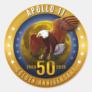 Apollo 11 50th Jubileum Golden Eagle en Moon - Ronde Sticker