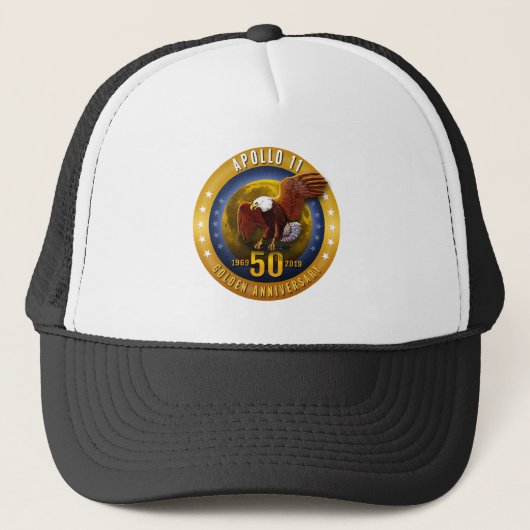 Apollo 11 50th Jubileum Golden Eagle en Moon - Trucker Pet (Voorkant)