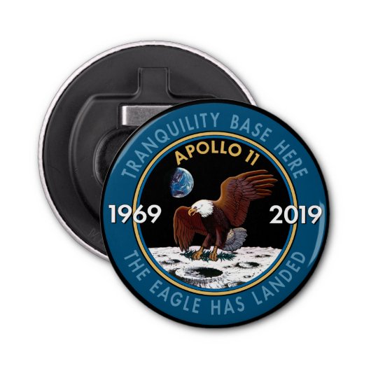 Apollo 11 50th Jubileum Mission Patch Insignia Button Flesopener (Voorkant)