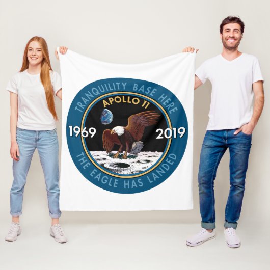 Apollo 11 50th Jubileum Mission Patch Insignia Fleece Deken (In situ)