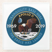 Apollo 11 50th Jubileum Mission Patch Insignia Glazen Onderzetter (Voorkant)