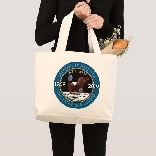 Apollo 11 50th Jubileum Mission Patch Insignia Grote Tote Bag (Voorkant (product))