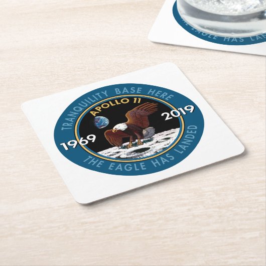 Apollo 11 50th Jubileum Mission Patch Insignia Kartonnen Onderzetters (Schuin)