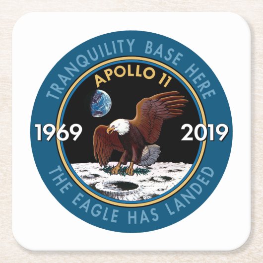 Apollo 11 50th Jubileum Mission Patch Insignia Kartonnen Onderzetters (Voorkant)